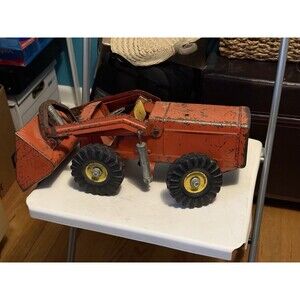 Vintage Nylint Red Pressed Steel Hough Payloader Front End Loader Tractor , Read